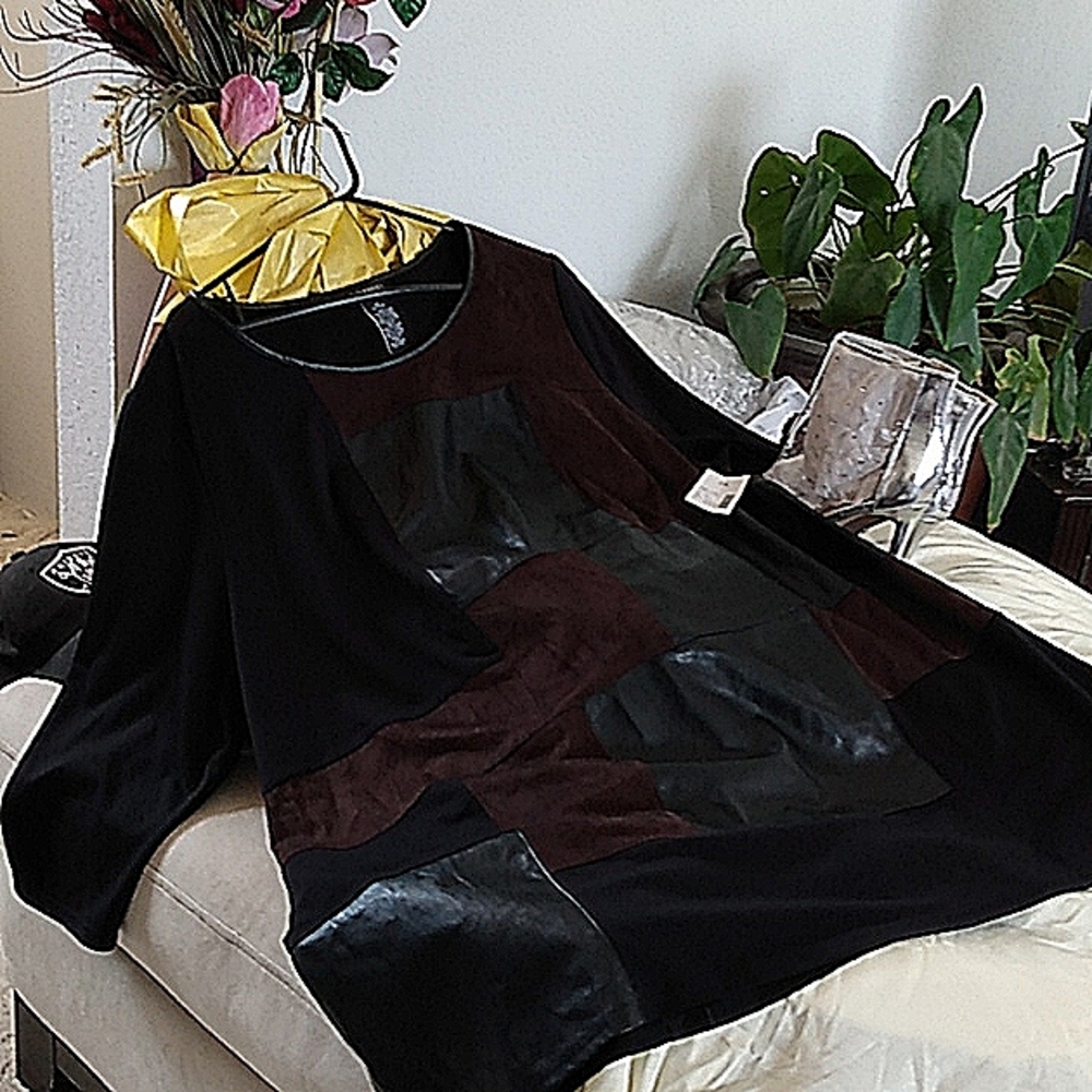 Patch suede dress